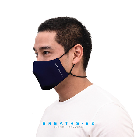 BREATHE EZ หน้ากากผ้า รุ่นสายคล้องคอ สีกรม ไซส์ L